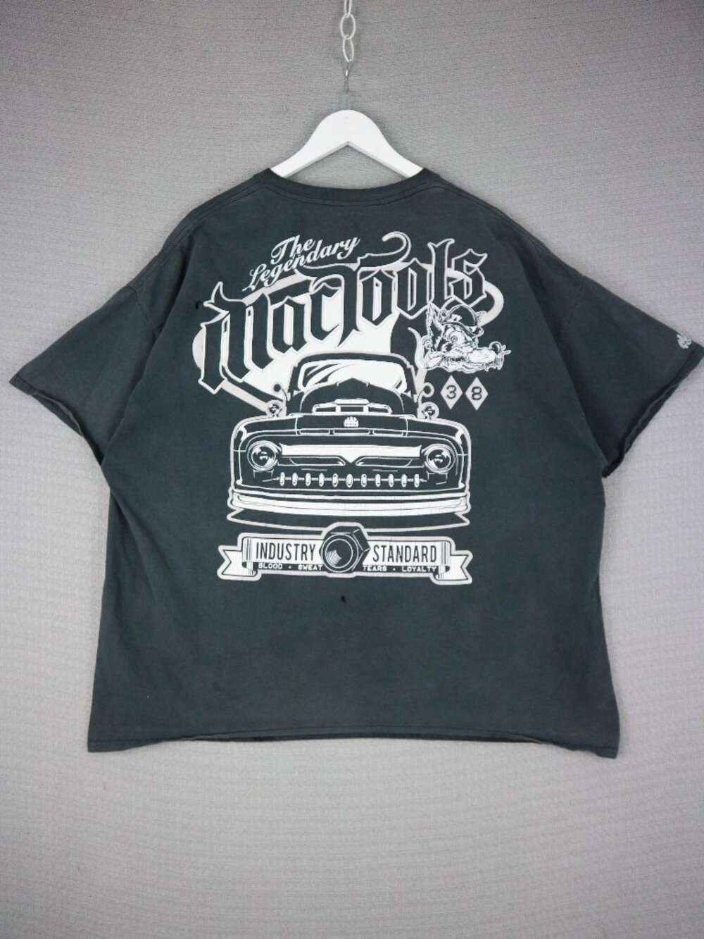 Mac Tools Industry Standard Faded Black Thrashed Graphic Tee Car Mens 3XL VTG